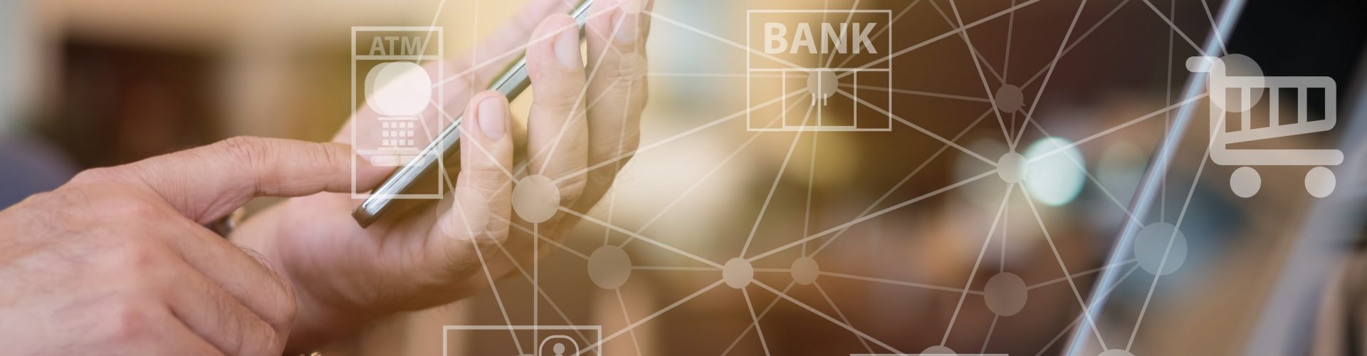 mobile banking network. business people using mobile phone with icon application online payment.