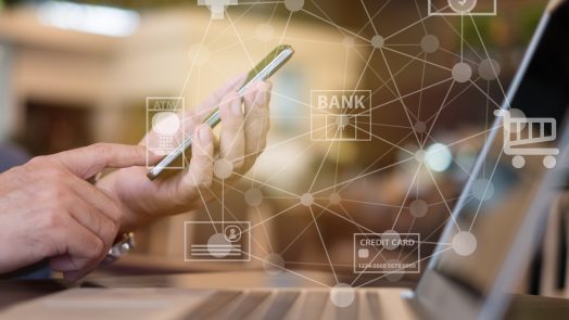 mobile banking network. business people using mobile phone with icon application online payment.