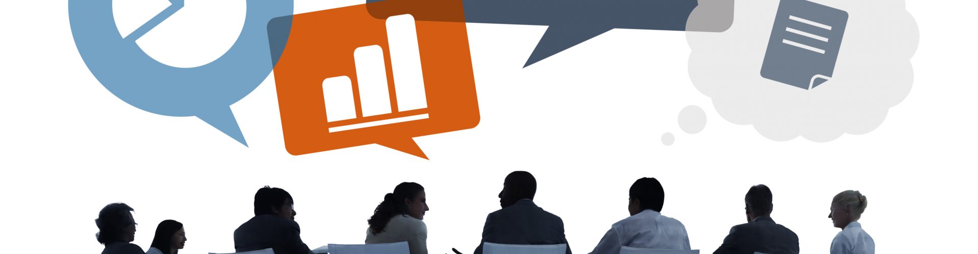 Silhouettes of Business People Discussing Business Issues