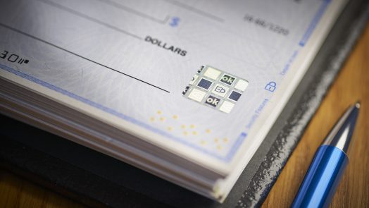 Bank Check security padlock icon to prevent check fraud