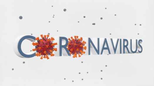 Abstract coronavirus banner - 3d rendered image of virus, bacteria, pathogen. Retro style. Particle effect. Abstract biology and technology background. Nanotechnology concept. Banner Sign view with information text. Concept - MERS-CoV, SARS-CoV, ТОРС, 2019-nCoV, Wuhan Coronavirus.