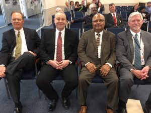 At the confirmation are: Steve Nix, president and CEO, Alatrust Credit Union; Shane Nobley, president and CEO, Family Security Credit Union; Ralph Altice, vice chairman, Board of Directors, New Horizons Credit Union; and Greg McClellan, administrator, Alabama Credit Union Administration.