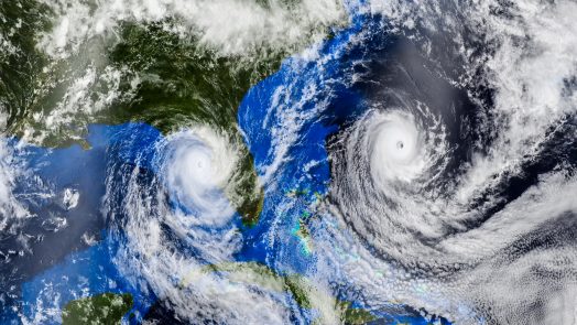 Hurricane approaching the US coast .Elements of this image are furnished by Nasa.3d illustrat
